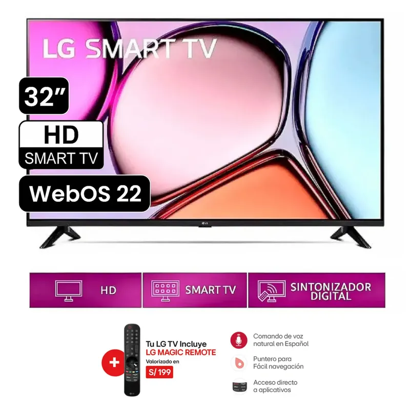 LG - TELEVISOR LG 32 SMART TV LED 32LQ600BPSA + Control Magic