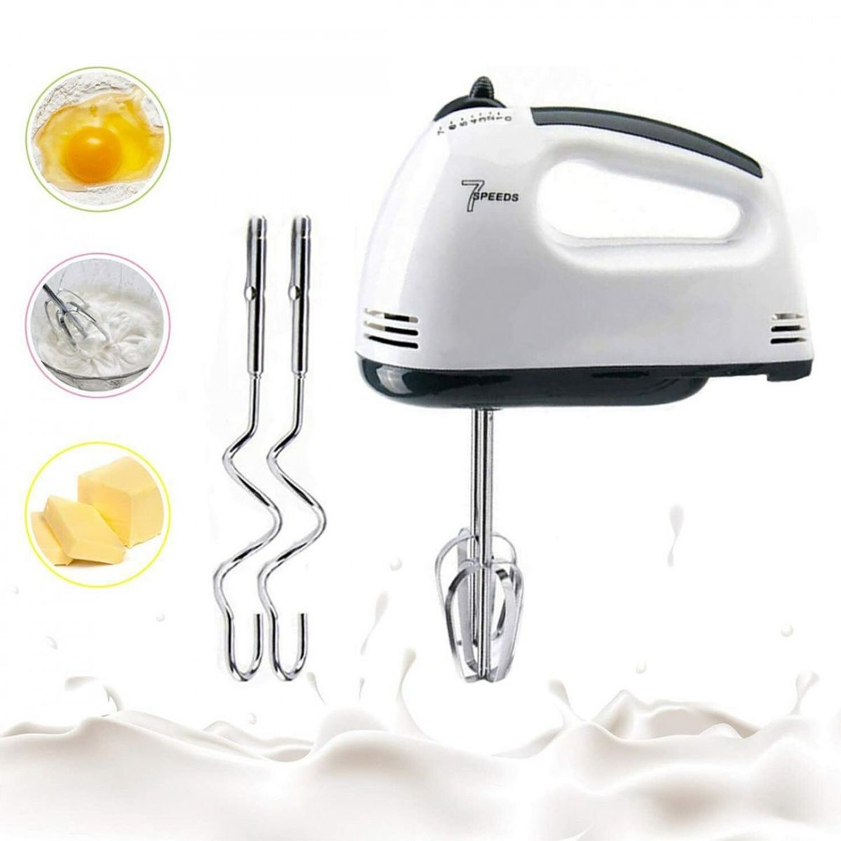 OEM - Batidora de Mano Batidor Profesioal de 7 Velocidades Electrica con 2 Varillas