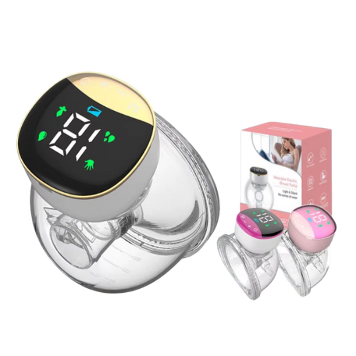 GENERICO - Extractor de Leche Portatil Manos Libres Dorado + Biberon Anti Colicos 4oz