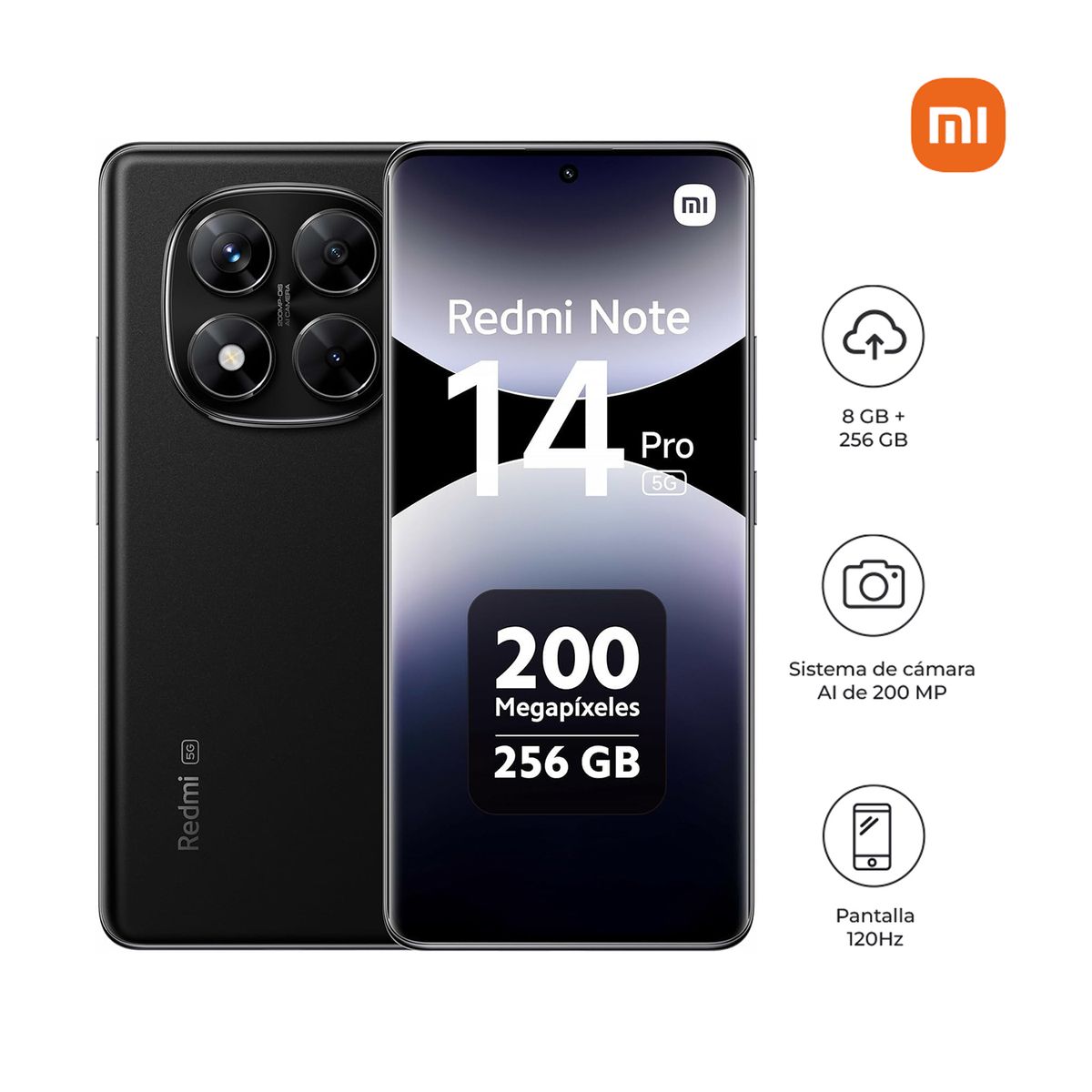 XIAOMI - Xiaomi Redmi Note 14 Pro 5G 8GB 256GB Negro 200MP 120Hz