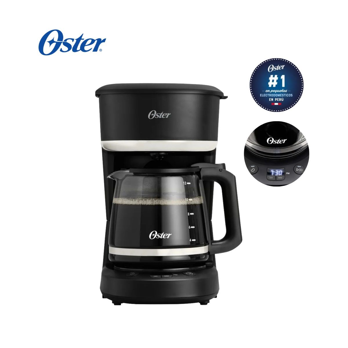 OSTER - Cafetera OSTER Programable de 12 Tazas con Filtro BVSTDCP121B