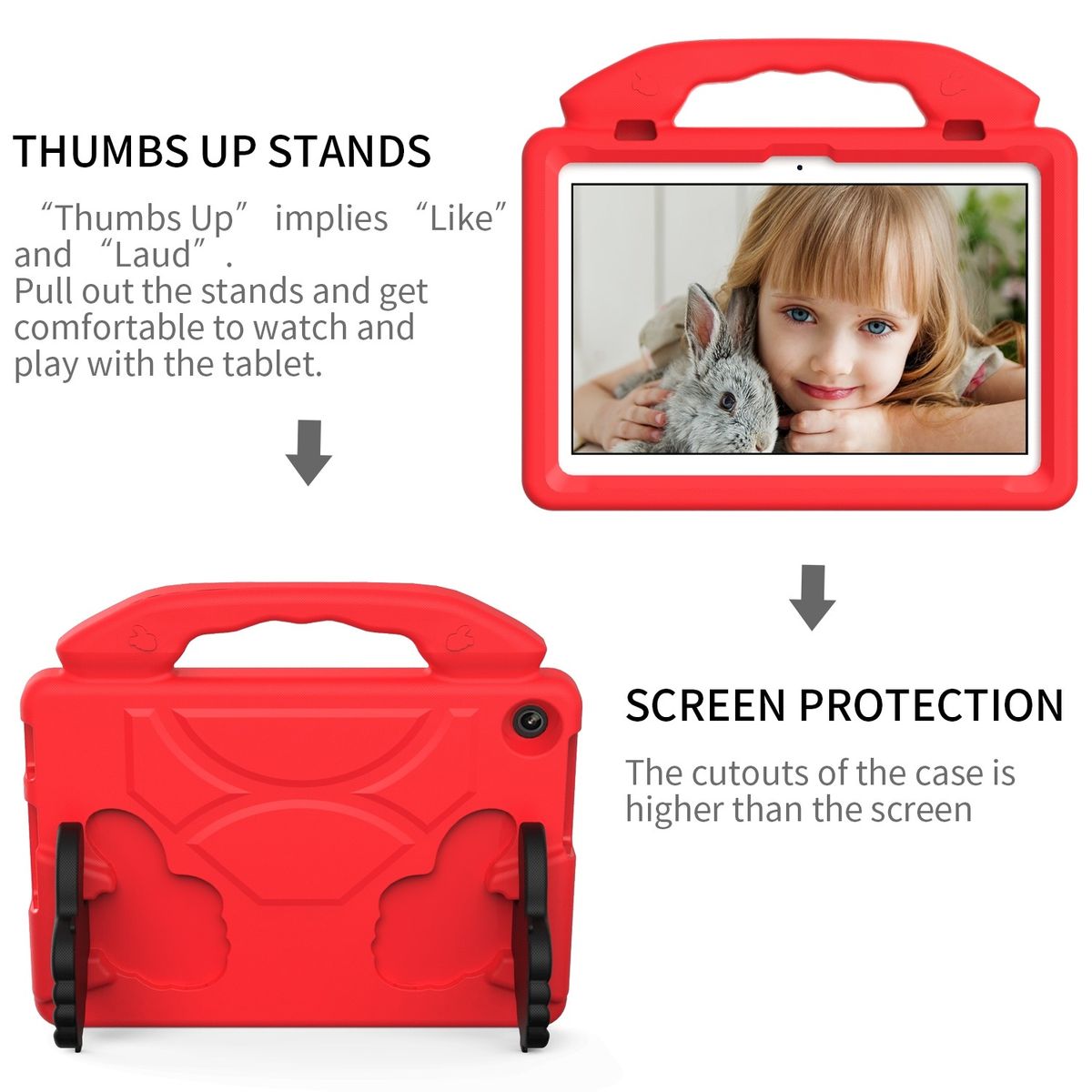 GENERICO - Funda Protector Goma Eva Antigolpe Para Lenovo M10 3°GEN 10.1 TB-328 - ROJO