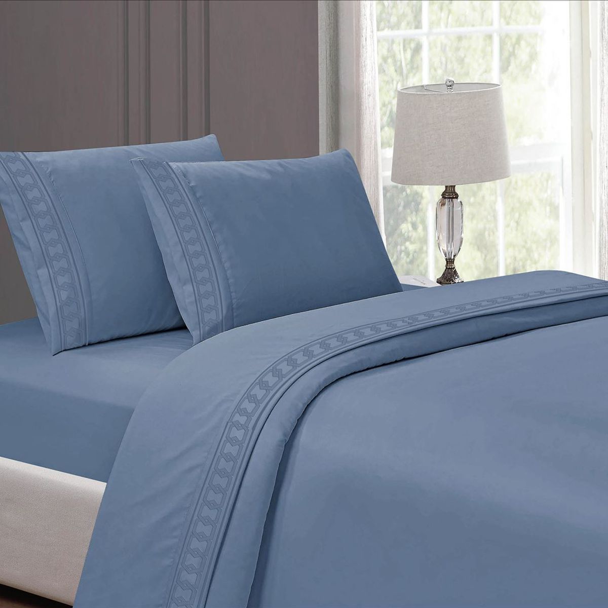 CASATEX - Juego de sabanas King 100% algodón con bordado