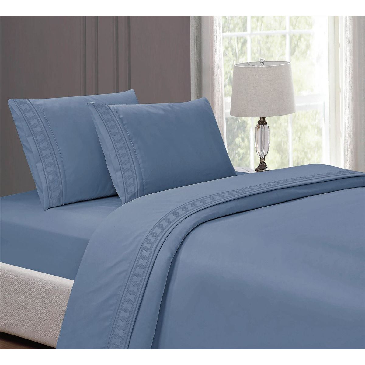 CASATEX - Juego de sabanas King 100% algodón con bordado