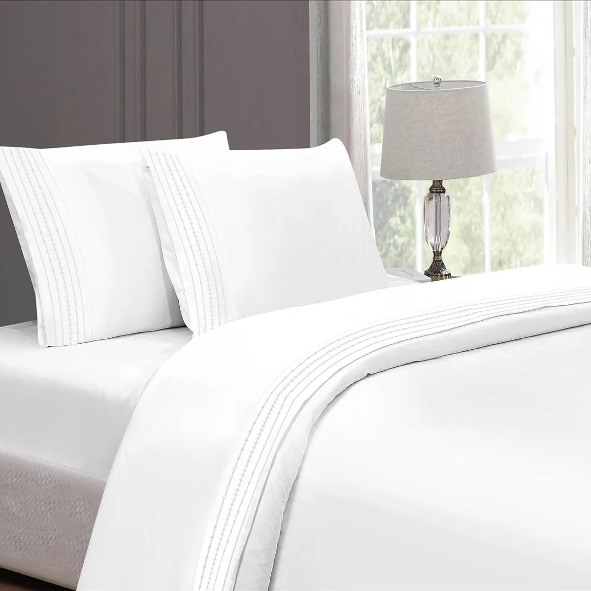 CASATEX - Juego de sabanas King 100% algodón con bordado