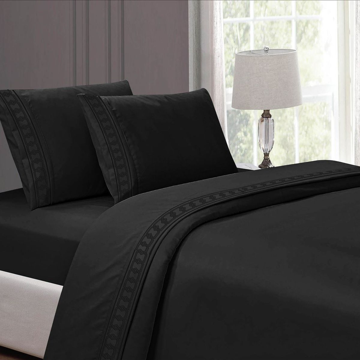 CASATEX - Juego de Sábanas Queen 100% Algodón con Bordado