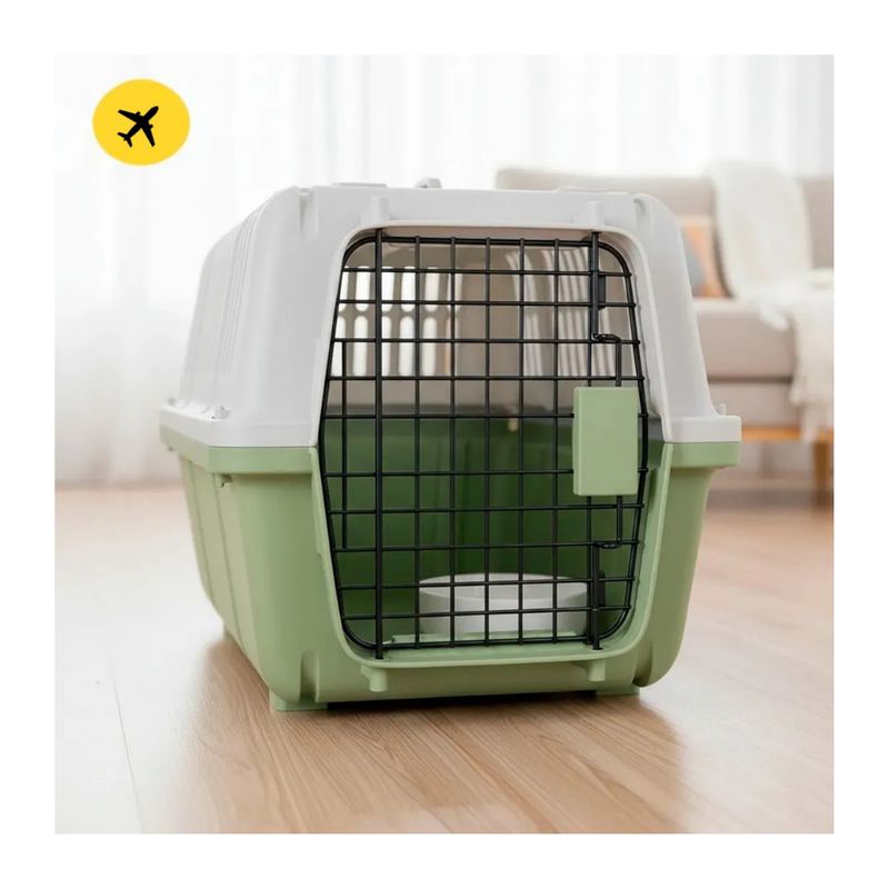 PET MOOD - Transportador Para Mascotas 50cm X 35cm X 35cm con Bebedero Color Verde