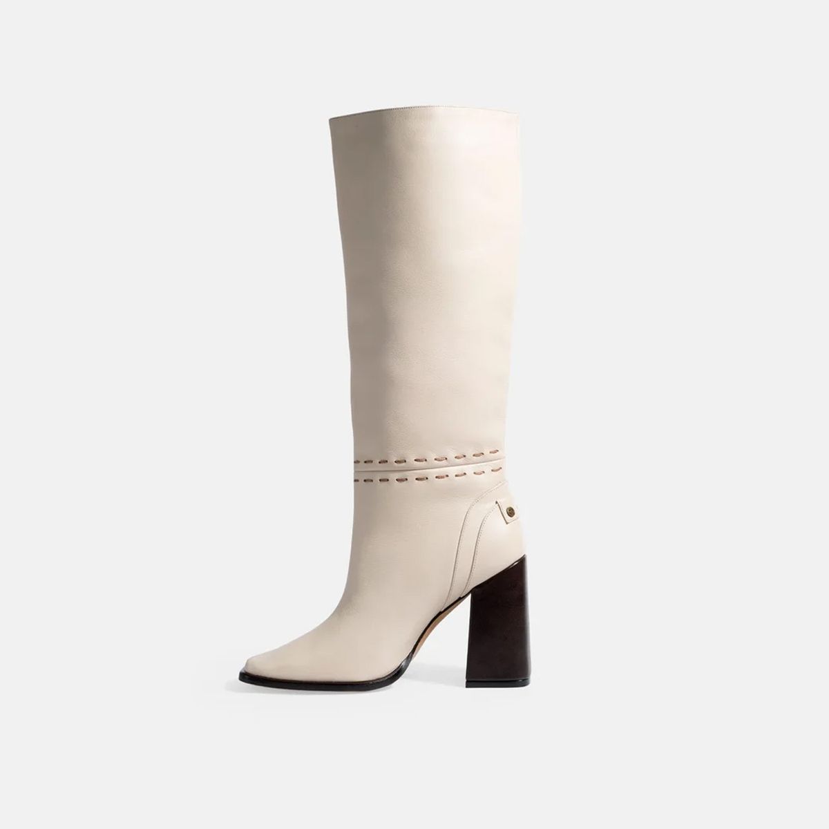 GINO BIGIONI - Bota Mujer de cuero NEWTON Pespunte Marfil Sin Peluche