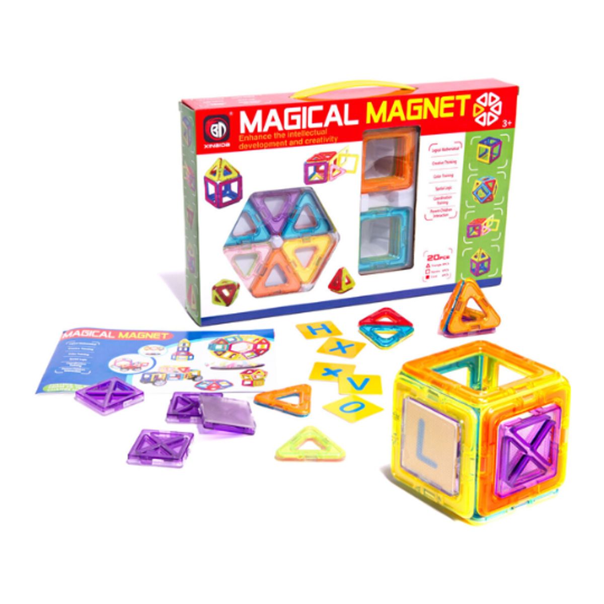 GENERICO - Set Juguetes de Construccion con Bloques de Panel Geométrico Magnético 20 pzs