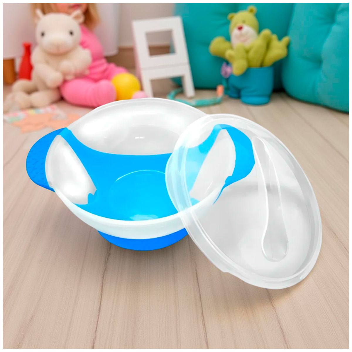 GENERICO - Plato para bebe antideslizante control de temperatura Azul