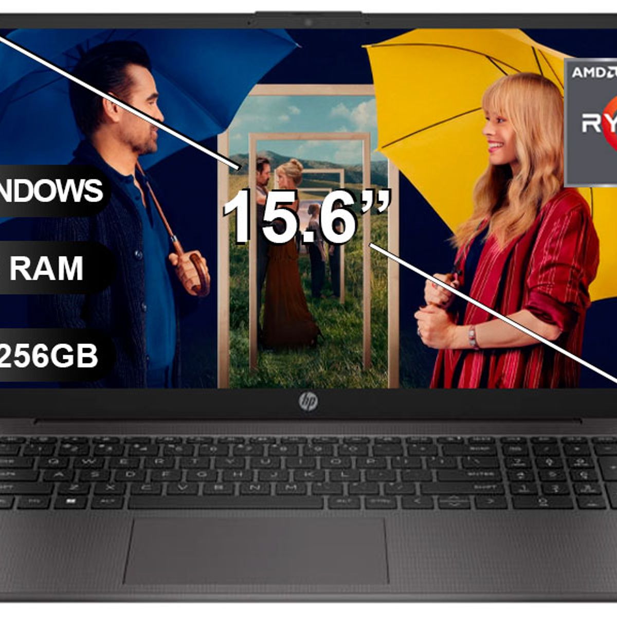 HP - Laptop HP 255 G10 RYZEN 3 7320U, 8GB RAM, 256GB SSD, 15.6", SIN WINDOWS (BF9X1AT)