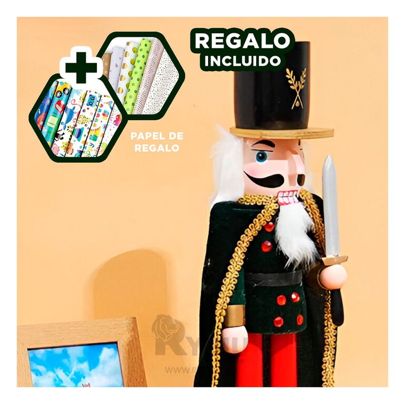 GENERICO - Cascanuez Christmas para Adornar en Negro Y+Papel de Regalo