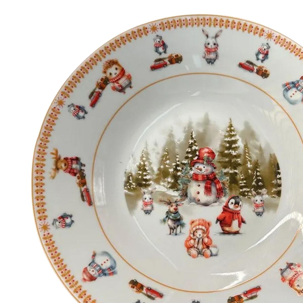 Plato Hondo Navideño Muñeco Nieve 9 Pulgadas 12 Unidade, marca Ichimatsu - Foto 2