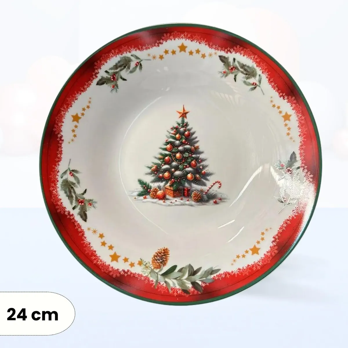 ICHIMATSU - Plato Hondo Navideño Árbol Navidad 9 Pulgadas 12 Unidade