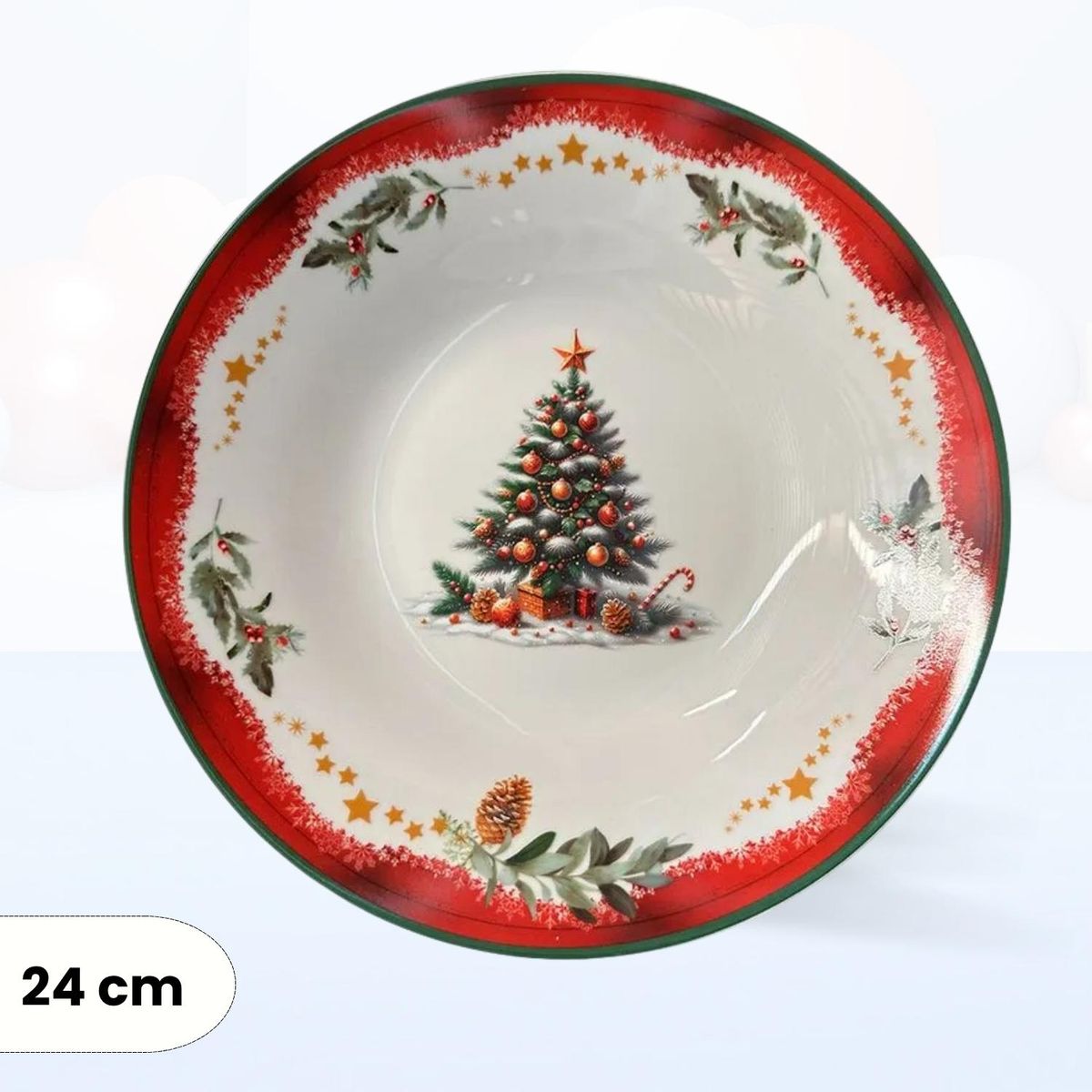 ICHIMATSU - Plato Hondo Navideño Árbol Navidad 9 Pulgadas 12 Unidade