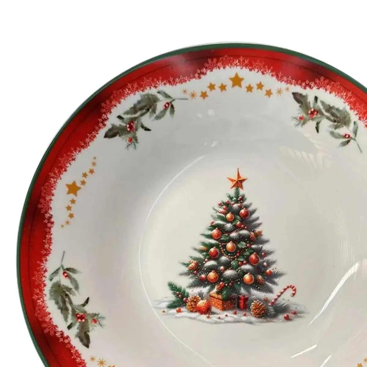 ICHIMATSU - Plato Hondo Navideño Árbol Navidad 9 Pulgadas 12 Unidade