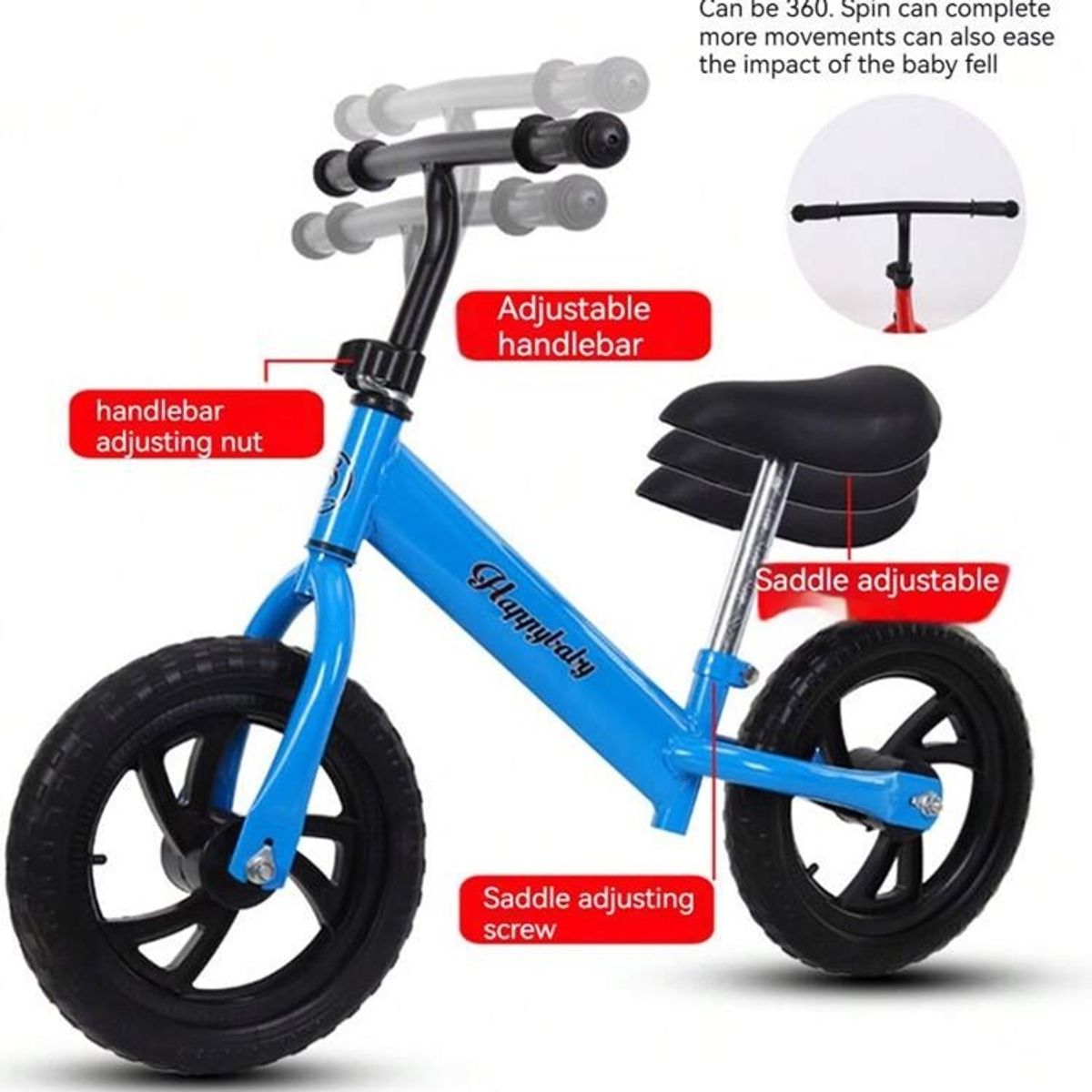 GENERICO - Bicicleta De Equilibrio Aro12 Ajustable + Pack de Proteccion  Color - Rosado