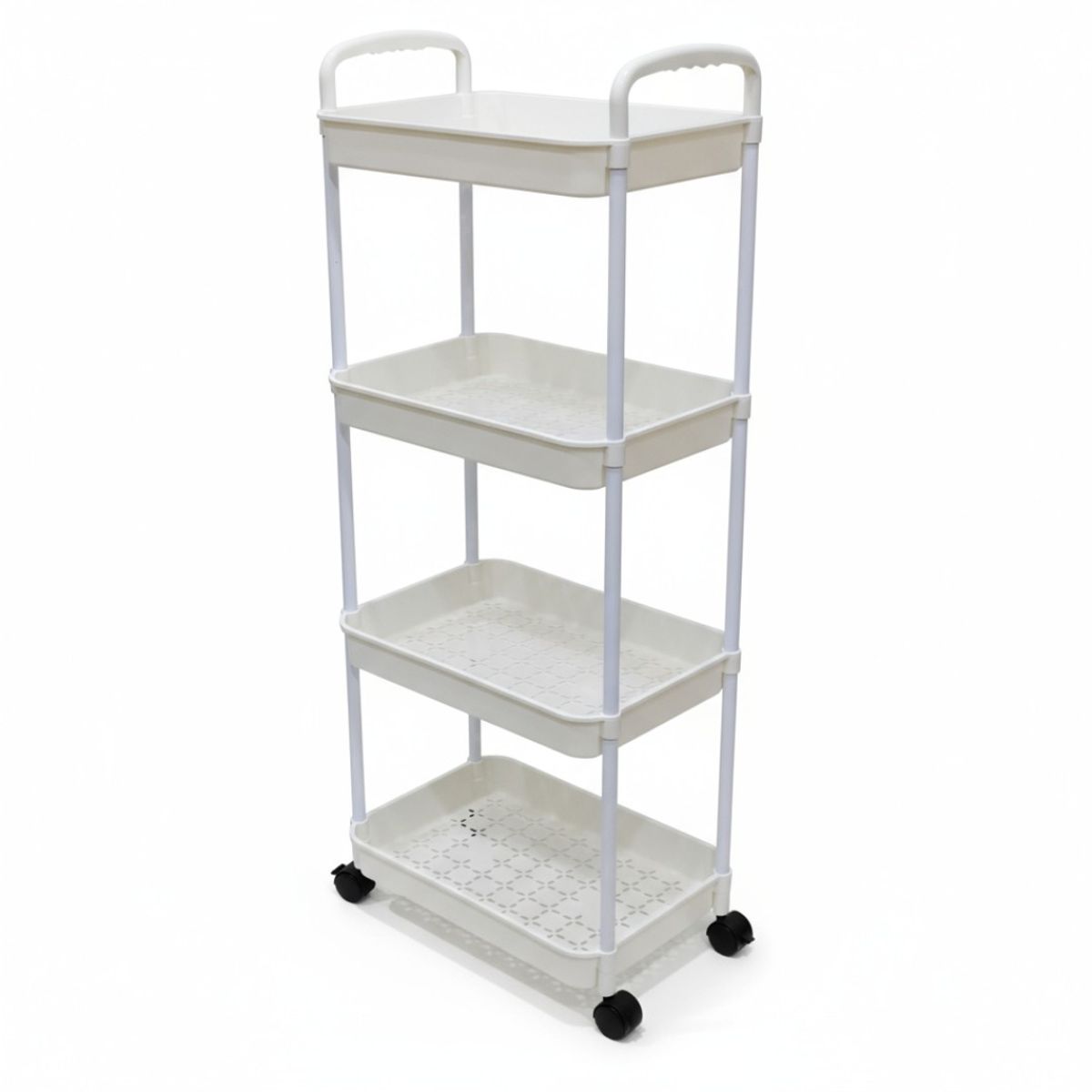 GENERICO - Estante Organizador Con Ruedas 4 Niveles Blanco