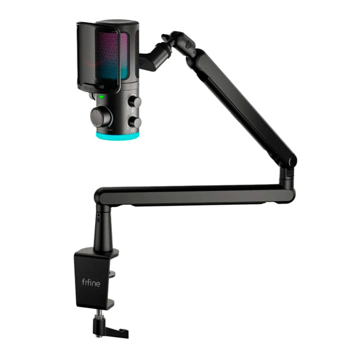 FIFINE - Micrófono FIFINE TAM6 Black con Brazo  Condensador USB RGB