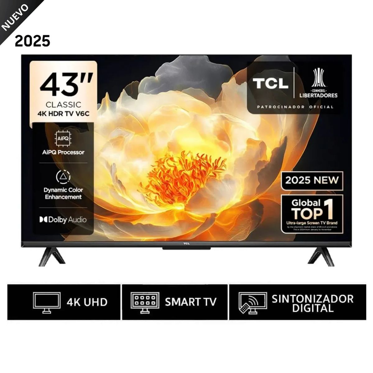 TCL - Televisor Smart TV 43 LED 4K UHD Negro TCL 43V6C