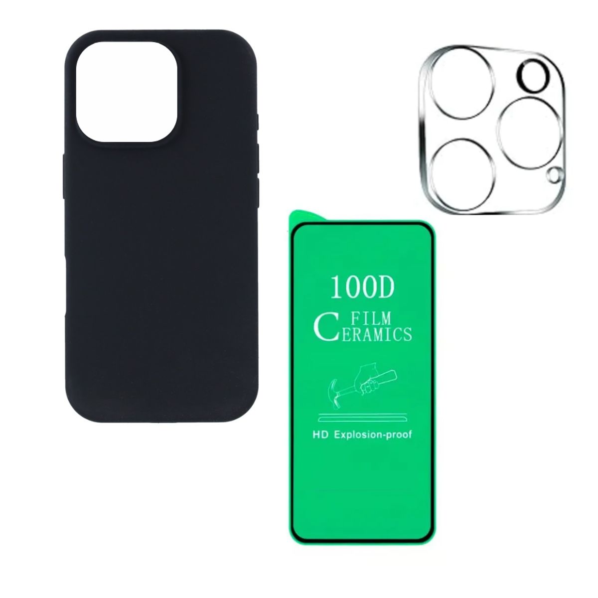 FUNDAANTIGOLPES - COMBO PROTECTOR DE IPH 16 PRO NEGRO