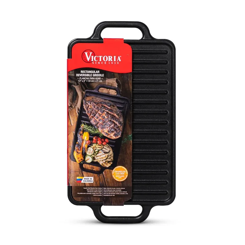 VICTORIA - Plancha Reversible Hierro Fundido Esmaltada 21x33 Cm