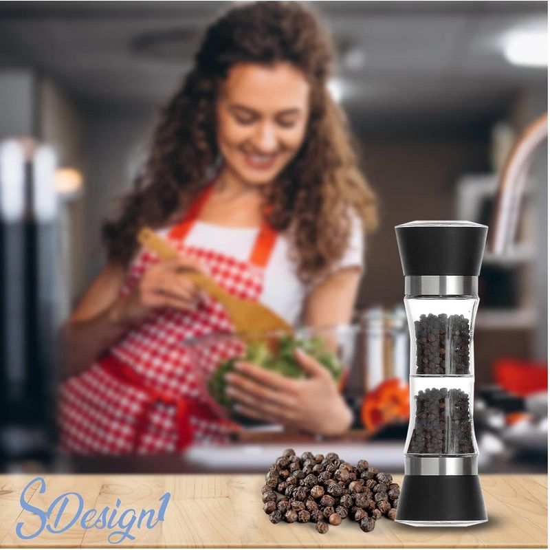GENERICO - Molinillo de Sal y Pimienta Doble NEGRO