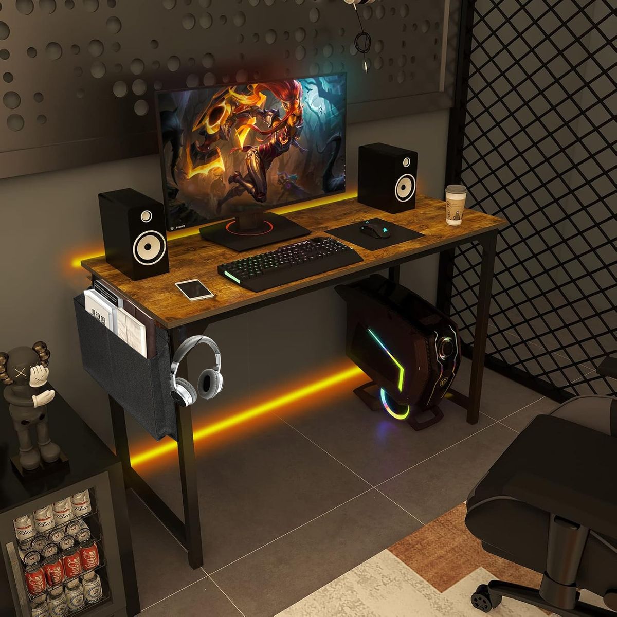 VIDITA - Escritorio Serie de Oficina y Gamer 100cm Con Bolsillo Gancho Lateral