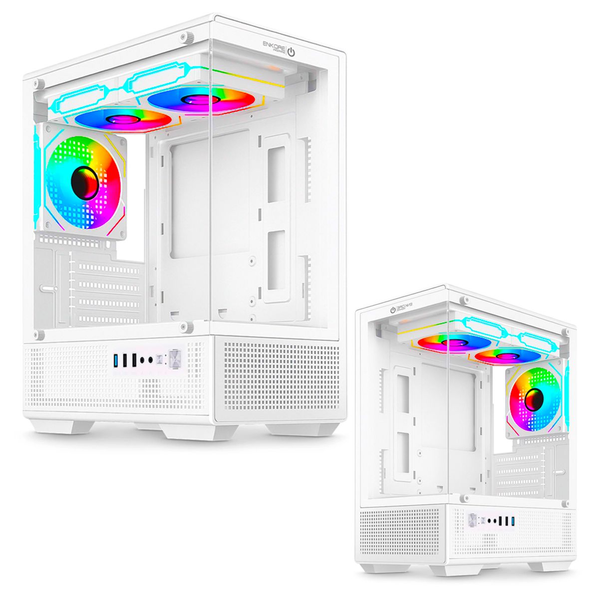ENKORE - Case Gamer Enkore Inspire Blanco Micro Atx 3 Fan Argb Usb 3
