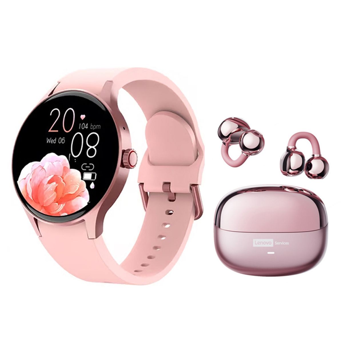 LENOVO - Lenovo LE06 Audífonos-Rosa y Y80 B Reloj inteligente