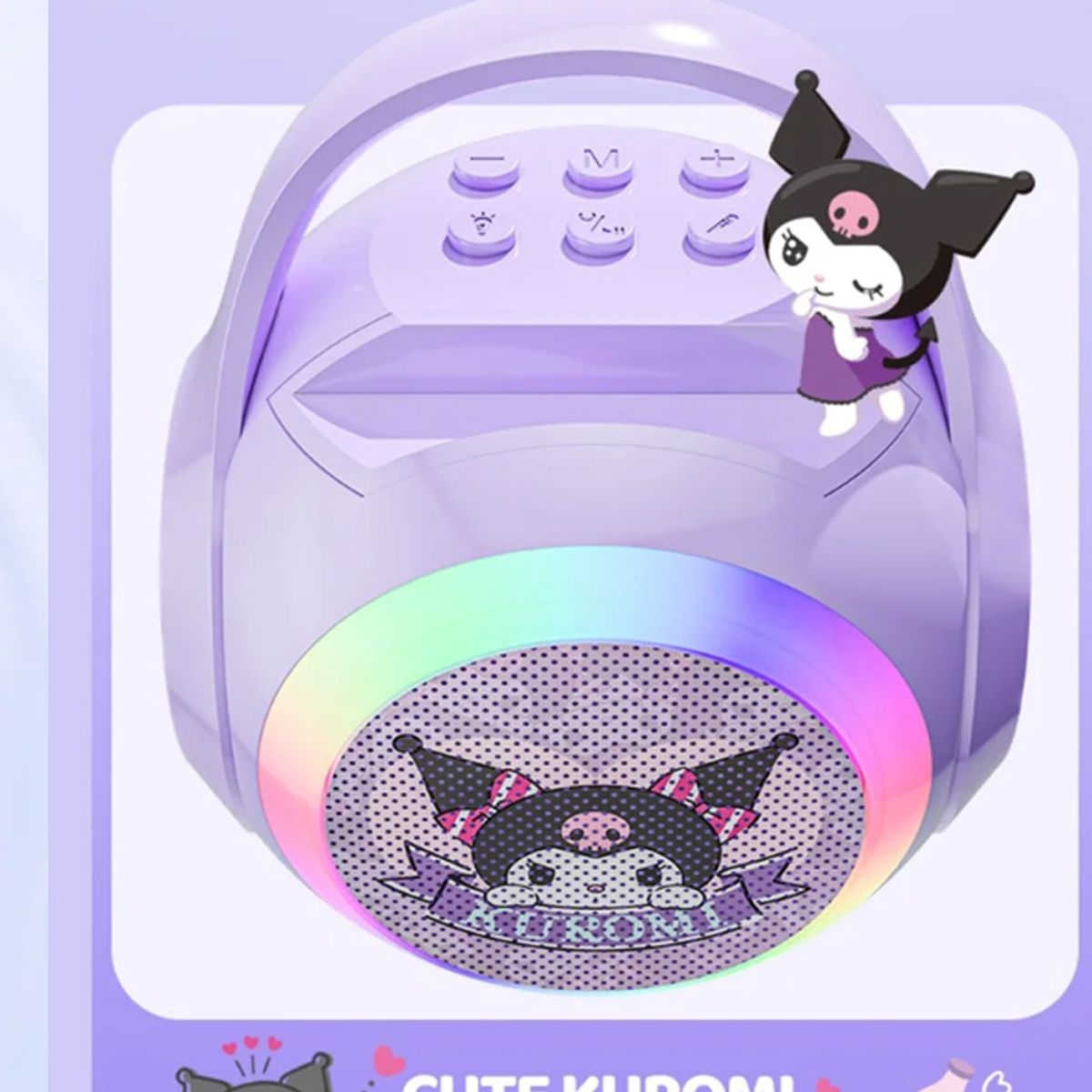 OVOTOUMI - KUROMI 3 IN 1 LED charging BT karaoke speaker y 1 microphones-Morado