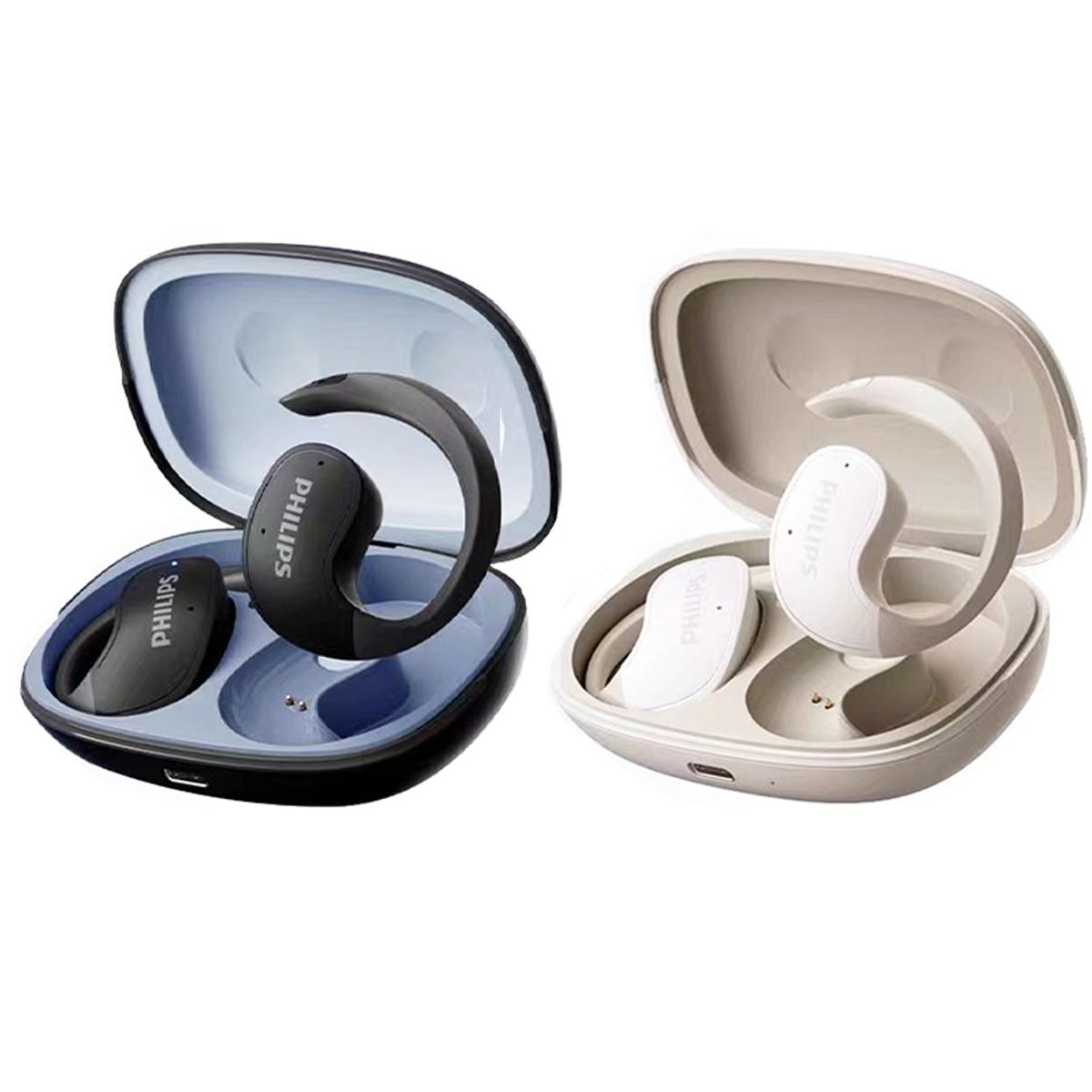 PHILIPS - Set 2 Auriculares PHILIPS TAT2708 Bluetooth 5.3 TWS-Negro y Blanco