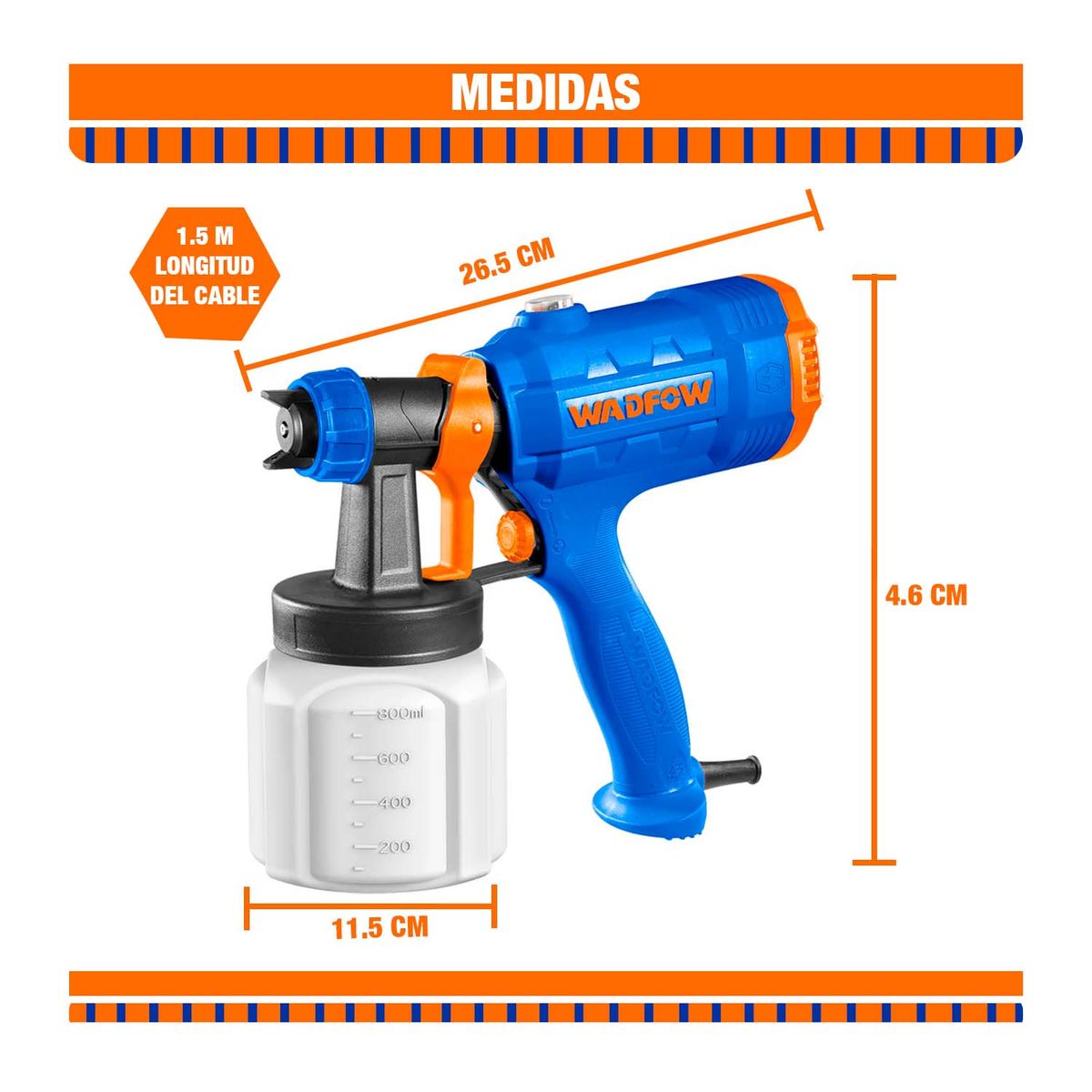 GENERICO - PULVERIZADORA ELECTRICA PINTURA 450W 800ML WADFOW WEG1A01