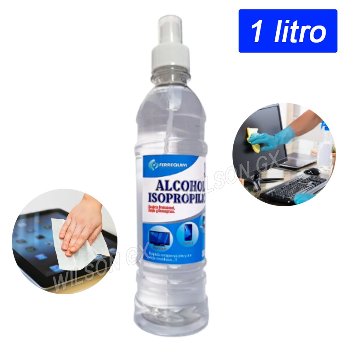 GENERICO - Alcohol Isopropílico 1 Litro 1000ml 99% concentración con Atomizador