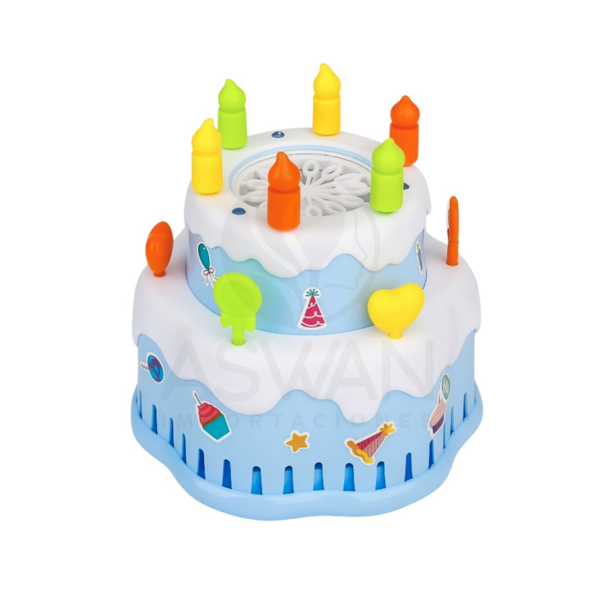 GENERICO - Torta de Burbujas Automática Happy Birthday Celeste