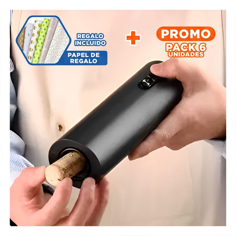 RYBIU IMPORT - Pack6 Abridor de Vino con Precision Negro Y+Papel de Regalo