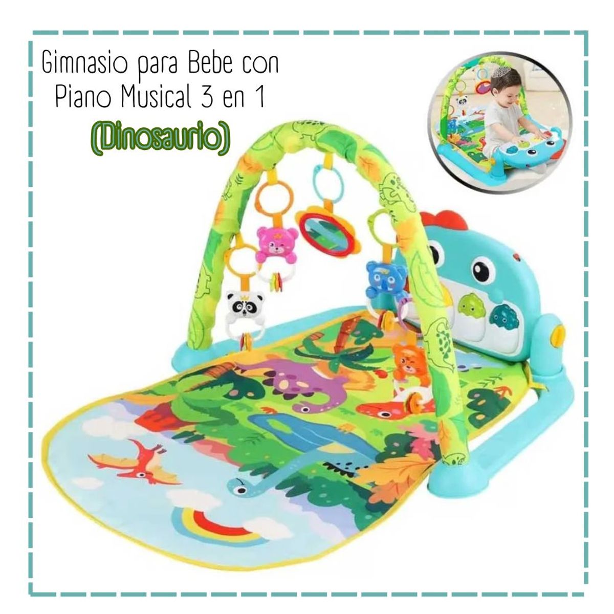 HUANGER - Gimnasio Para Bebé ( Dinasaurio) 3 en 1