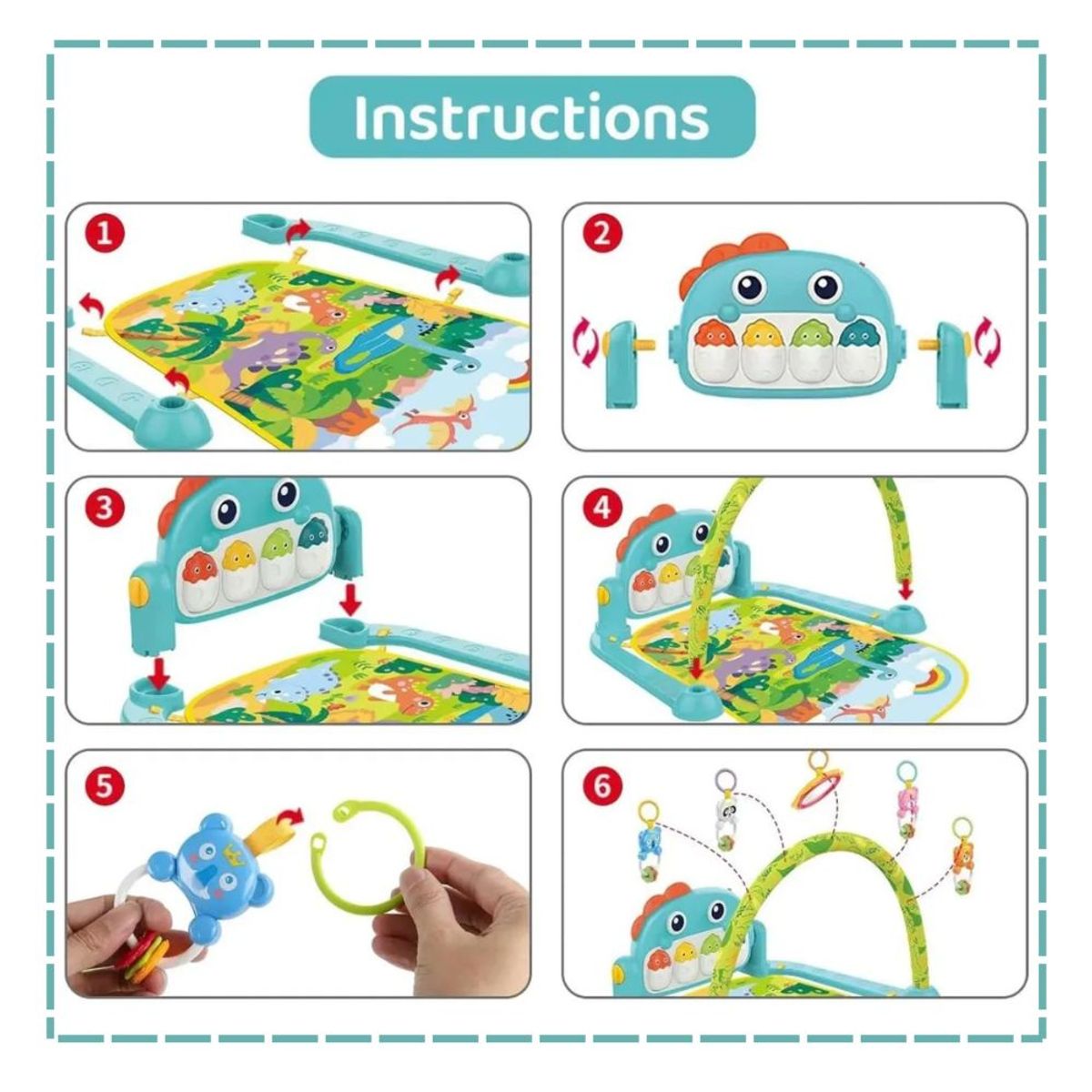 HUANGER - Gimnasio Para Bebé ( Dinasaurio) 3 en 1