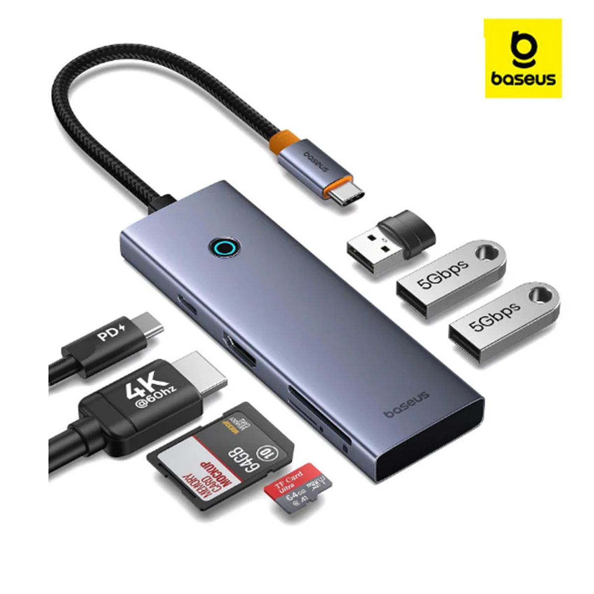 BASEUS - Hub 7 en 1 Baseus HDMI 4K 60Hz 100W PD