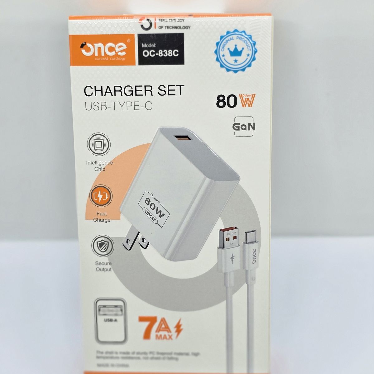 GENERICO - CARGADOR PARA CELULAR ONCE TIPO C  80W  7A