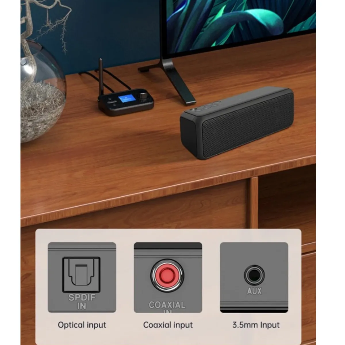 GENERICO - Bluetooth Receptor y transmisor de Audio inalámbrico Rca a jack óptico AUX de 35mm C41