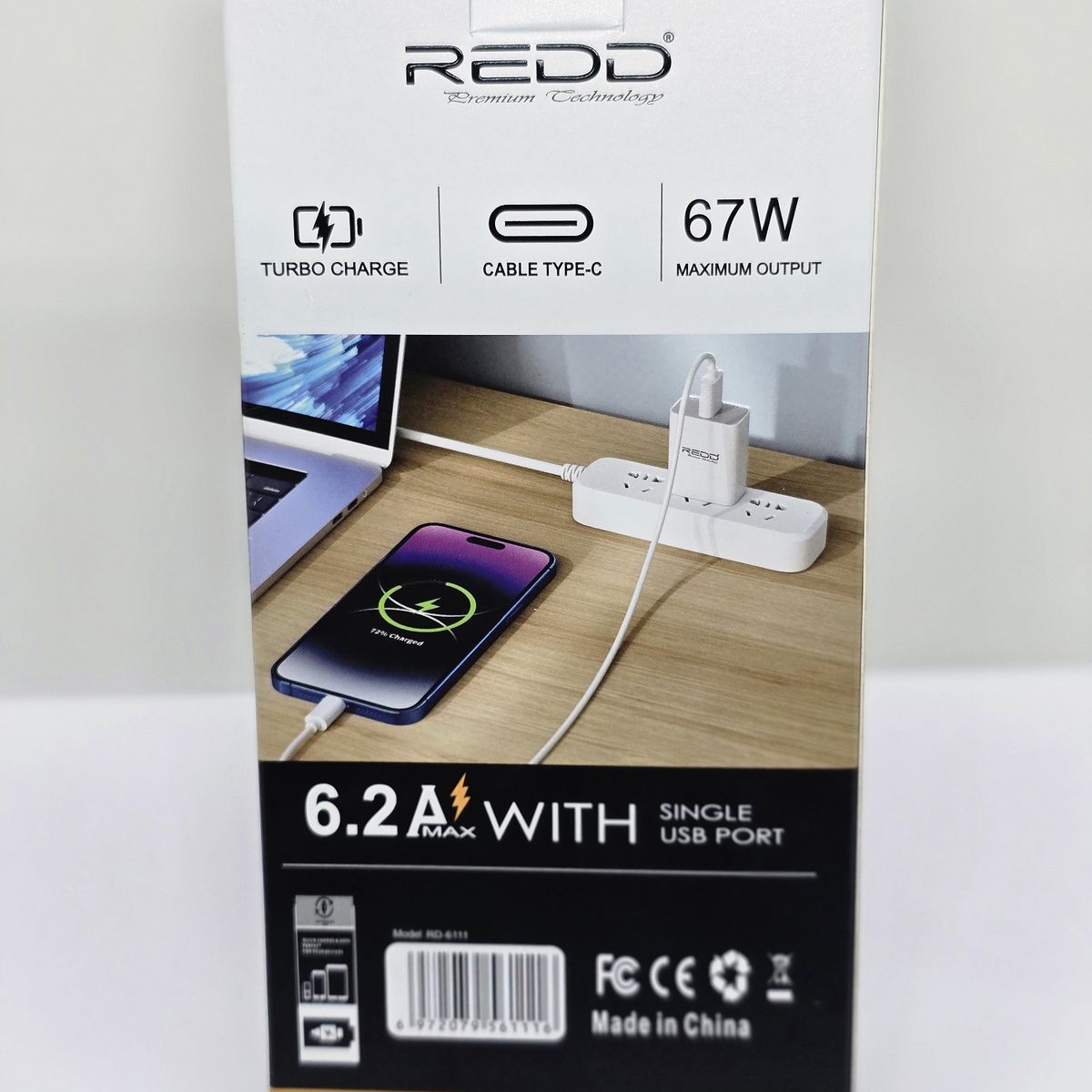 GENERICO - CARGADOR PARA CELULAR REDD TIPO C TURBO 67W  6.2A