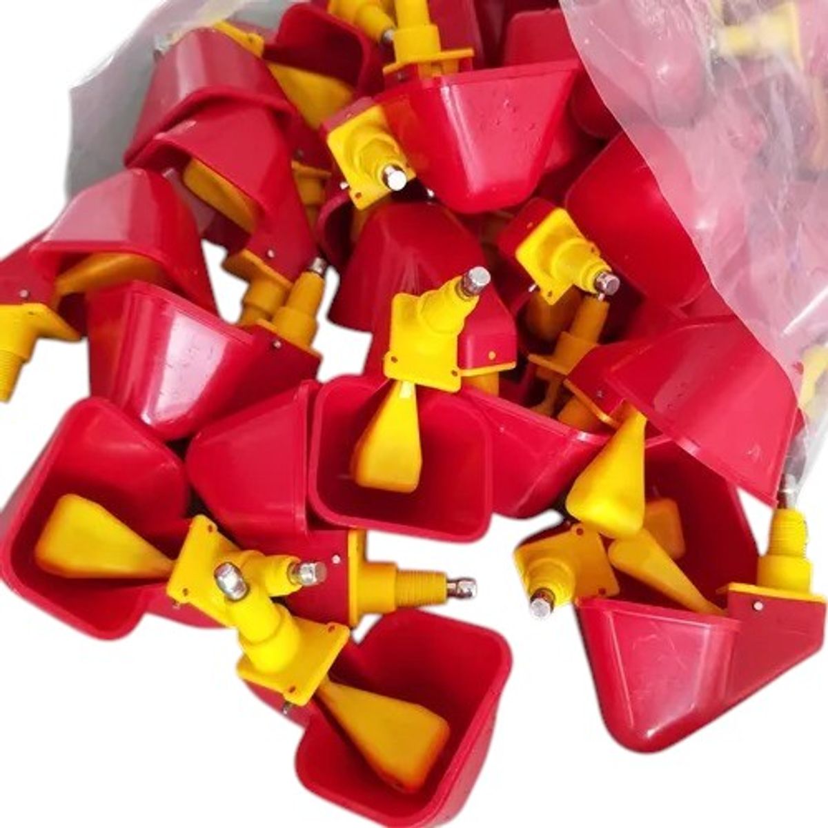 GENERICO - PACK X12 BEBEDERO AUTOMÁTICO NIPLE PARA CODORNIZ POLLO PATOS ROJO