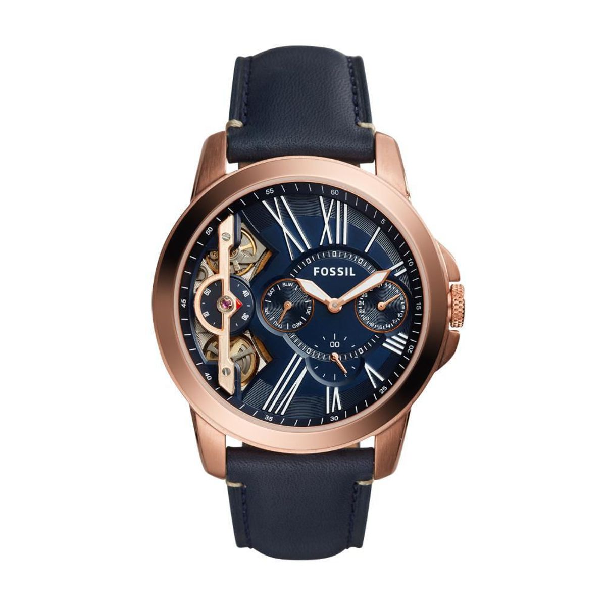 FOSSIL - Reloj Fossil Grant ME1162 Azul De Cuero Piel Para Hombre