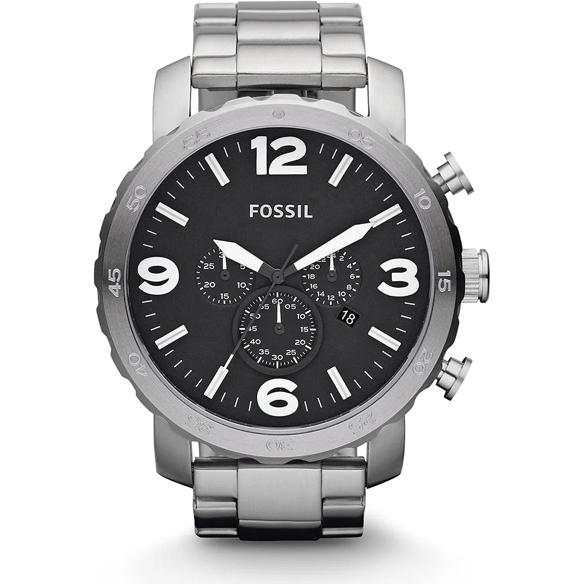 FOSSIL - Reloj Fossil Nate JR1353 Plateado De Acero inoxidable Para Hombre