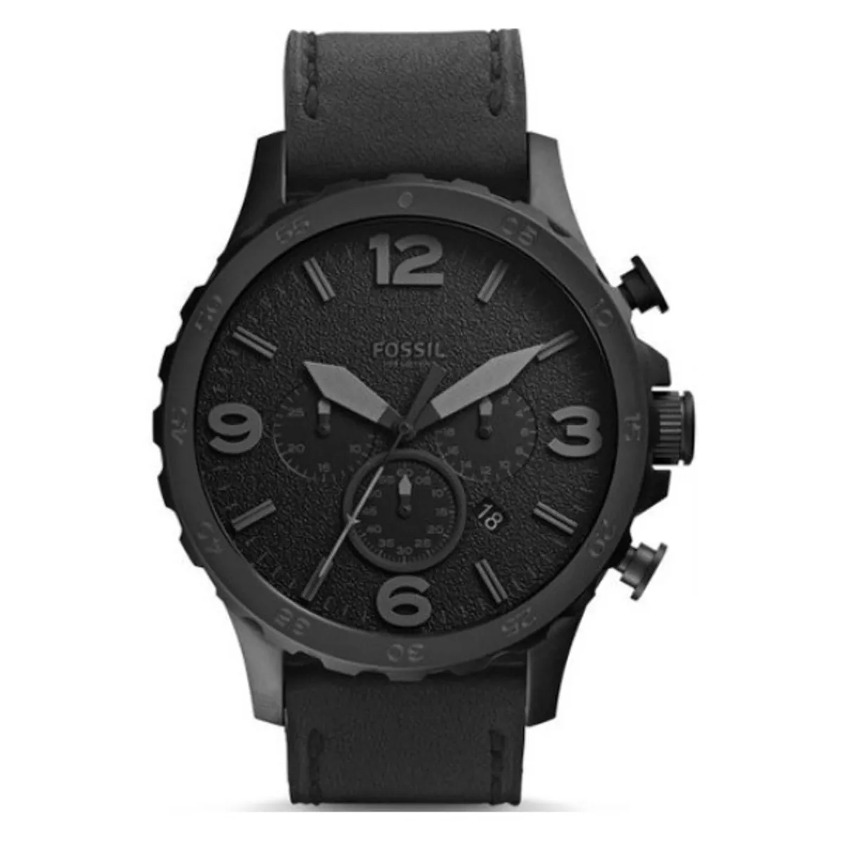 FOSSIL - Reloj Fossil Nate JR1354 Negro De Cuero Piel Para Hombre