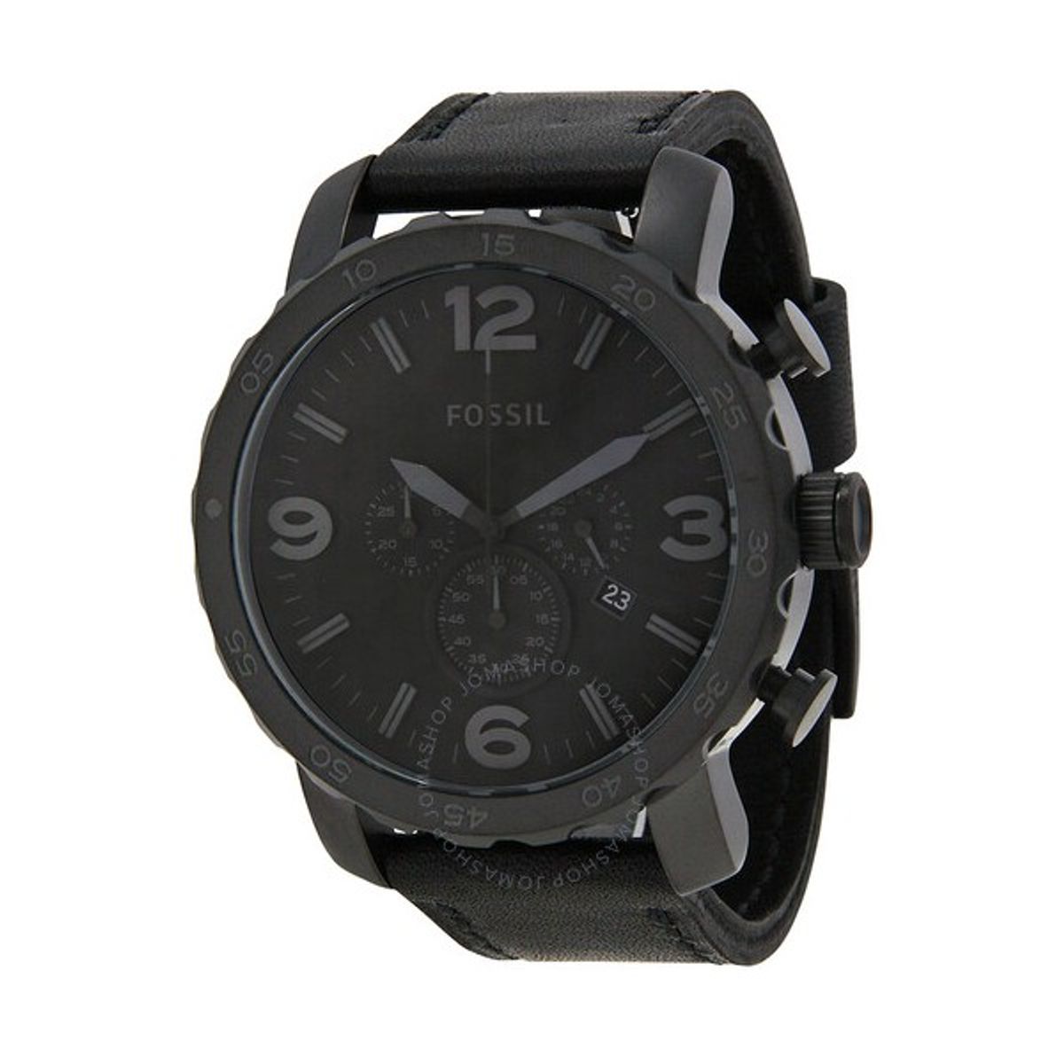 FOSSIL - Reloj Fossil Nate JR1354 Negro De Cuero Piel Para Hombre