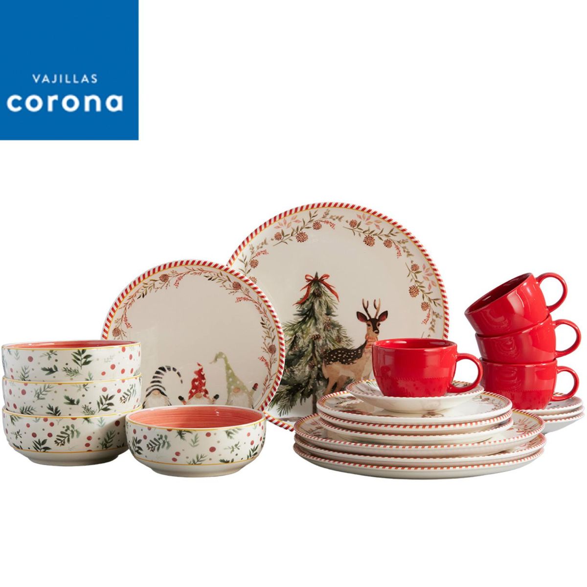 CORONA - Vajilla Corona Ilusión 4 Puestos 16 Piezas