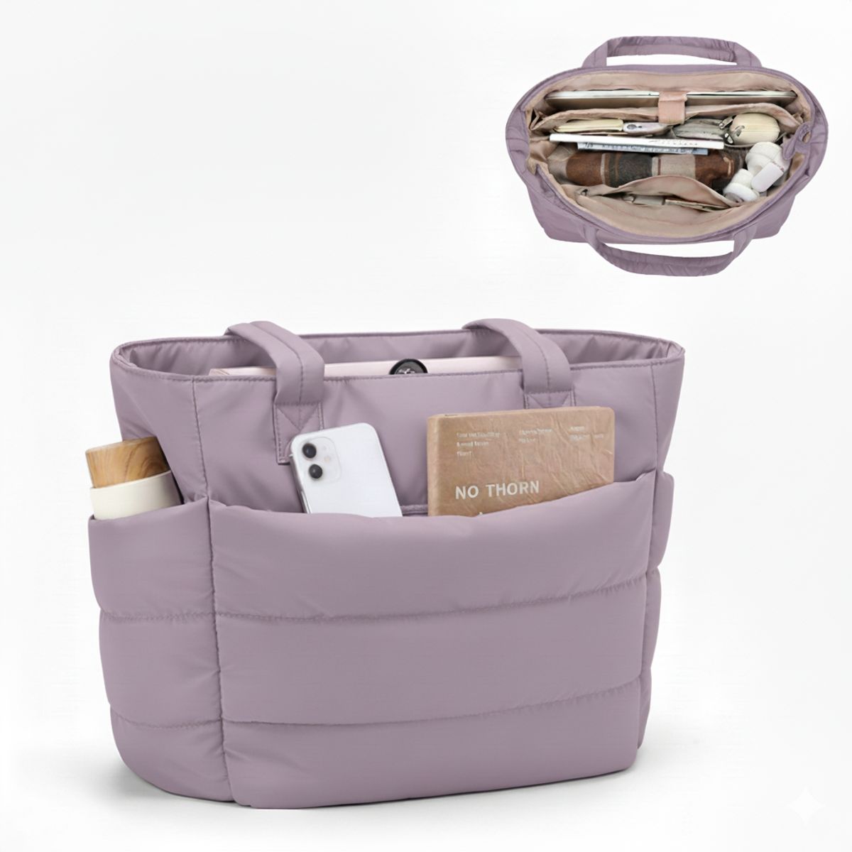 GENERICO - BOLSO PUFFER - TIPO TOTE BAG PARA DAMA PORTALAPTOP