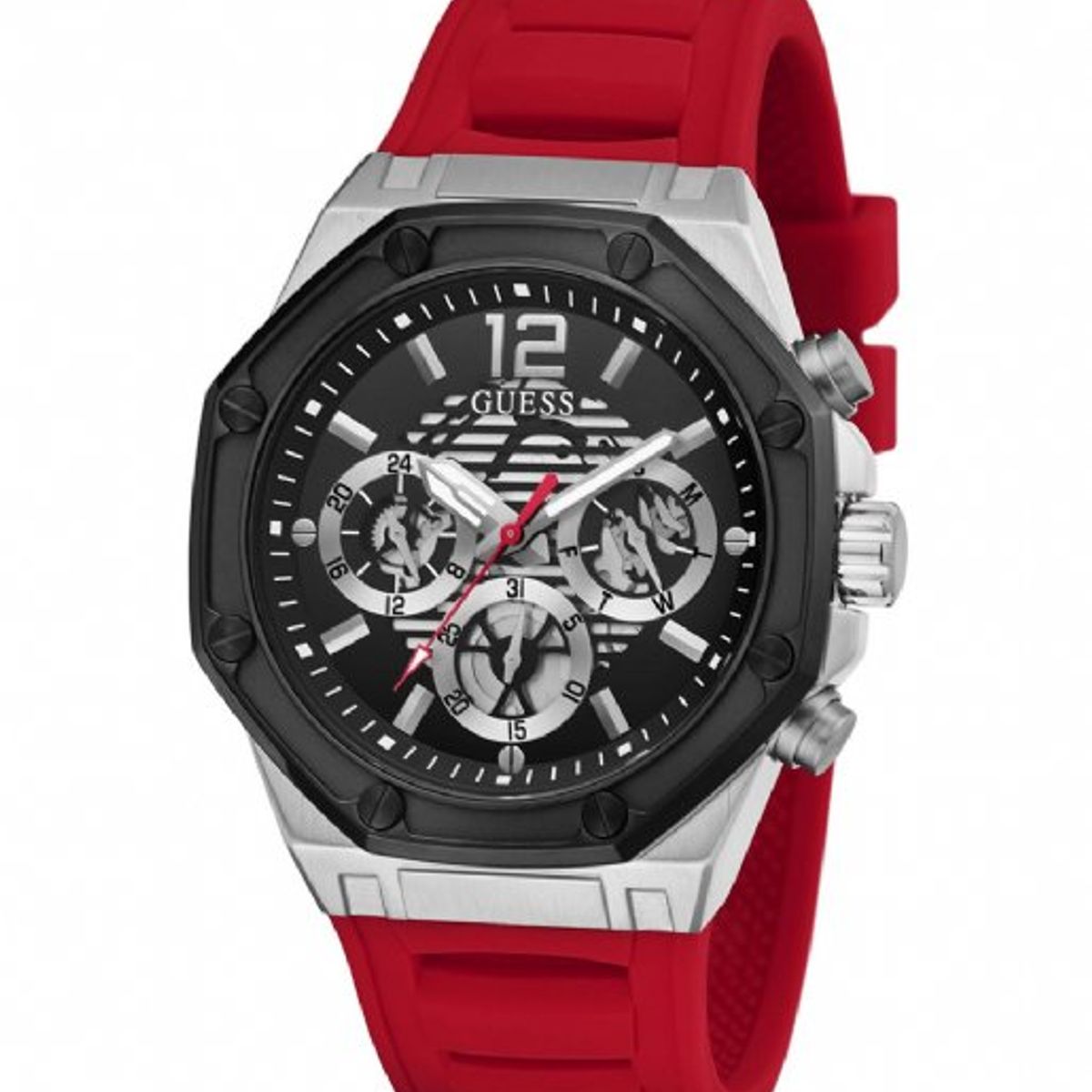 GUESS - Reloj Guess Momentum GW0263G3 Rojo De Silicona Para Hombre